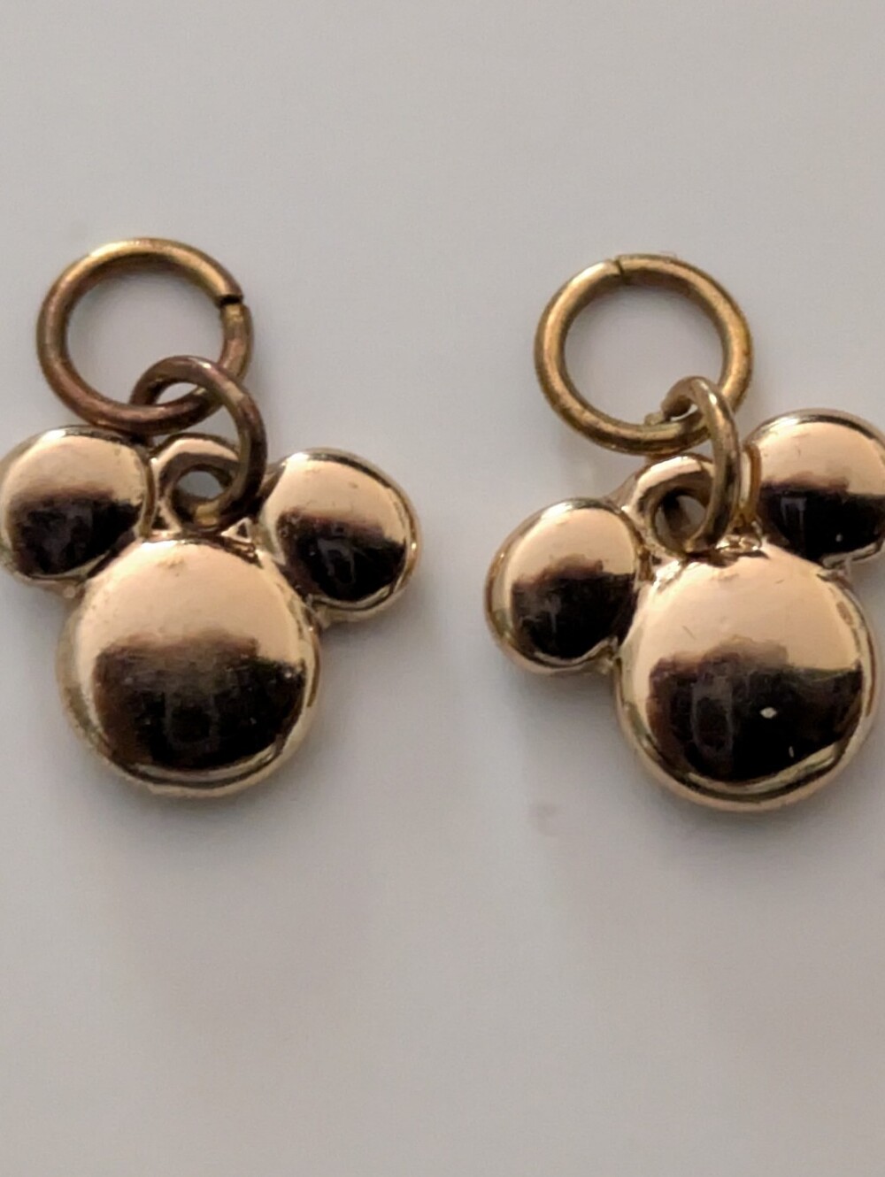 Two Tiny Mickey Head Charms Gold Tone